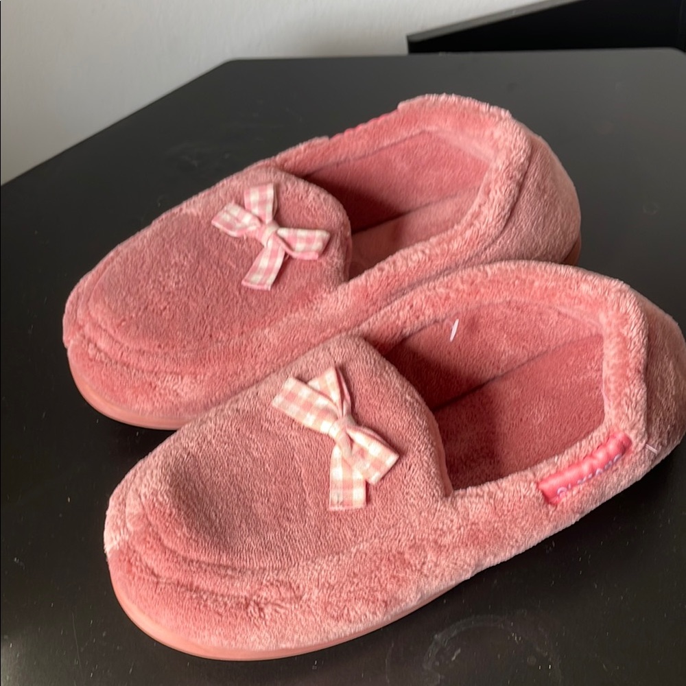 Soft Pink Moccasin-Style Indoor Slippers